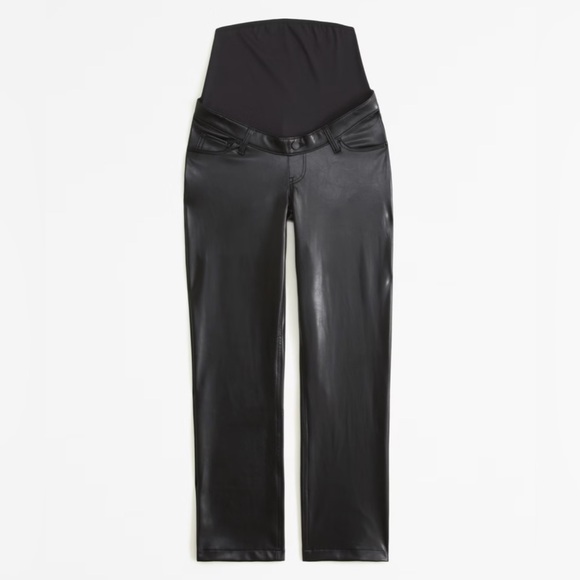 Abercrombie & Fitch Maternity Vegan Leather 90s Straight Pant 29 8 - Picture 1 of 7